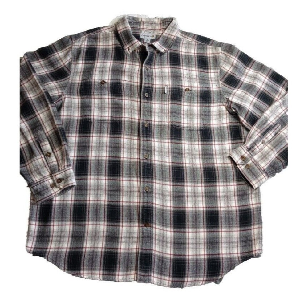 Carhartt Shirt Men's Size XL Heavy Flannel Button Down Relaxed Fit Cotton